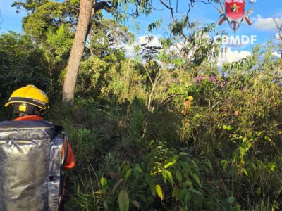 Bombeiros resgatam homem após acidente em área rural de Brazlândia